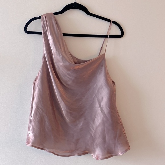 Free People Shimmy Shimmy Mauve Pink Metallic One-Shoulder Top - Picture 6 of 13